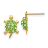 14k-light-green-crystal-turtle-post-earrings-SolomonJeweler-Wichita-KS-CustomJewelry