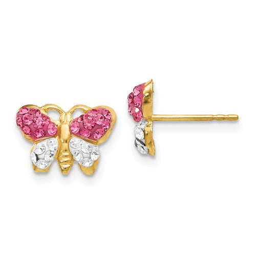 14k-pink-white-crystal-butterfly-post-earrings-SolomonJeweler-Wichita-KS-CustomJewelry