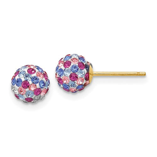 14k-post-6mm-blue-pink-multi-crystal-ball-earrings-SolomonJeweler-Wichita-KS-CustomJewelry