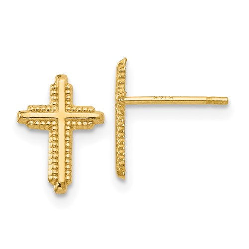 14k-yellow-gold-polished-cross-post-earrings-SolomonJeweler-Wichita-KS-CustomJewelry