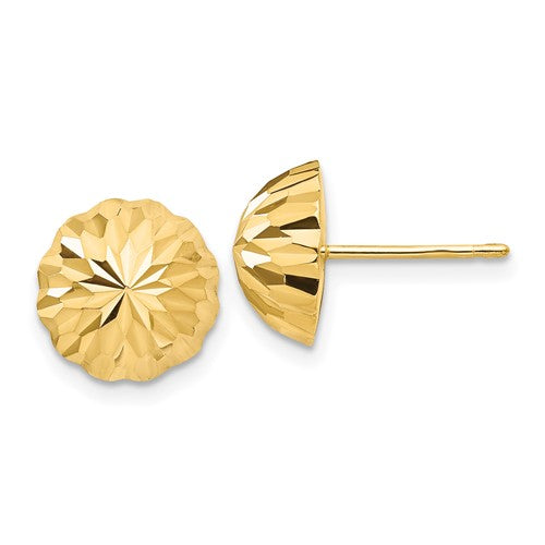 14k-gold-diamond-cut-10mm-domed-post-earrings-SolomonJeweler-Wichita-KS-CustomJewelry