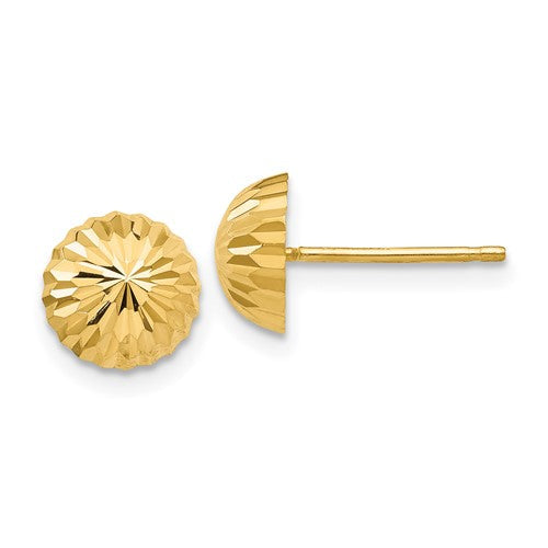 14k-gold-diamond-cut-8mm-domed-post-earrings-SolomonJeweler-Wichita-KS-CustomJewelry