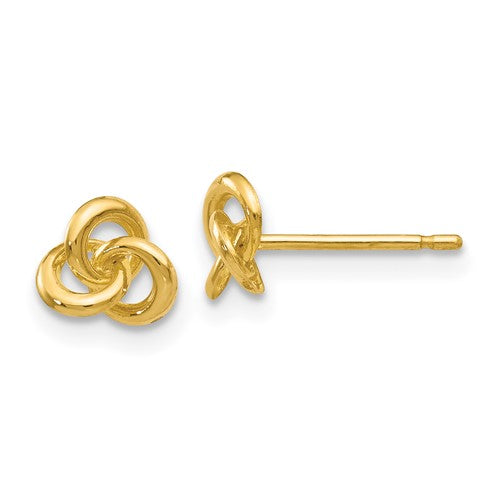 14k-polished-trinity-knot-post-earrings-SolomonJeweler-Wichita-KS-CustomJewelry