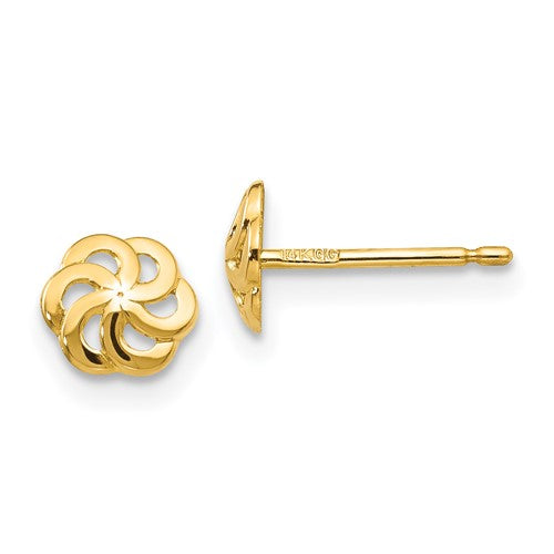 14k-polished-flower-post-earrings-SolomonJeweler-Wichita-KS-CustomJewelry