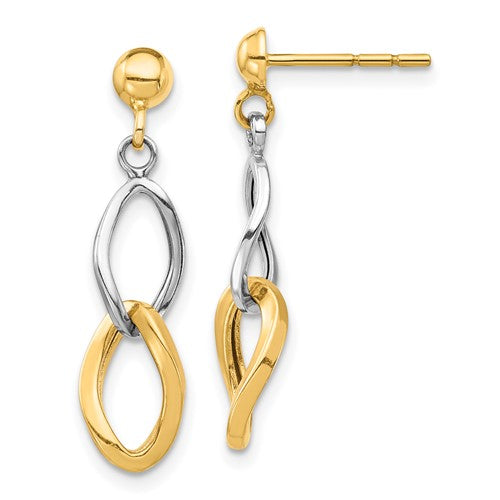 14k-two-tone-dangle-post-earrings-SolomonJeweler-Wichita-KS-CustomJewelry