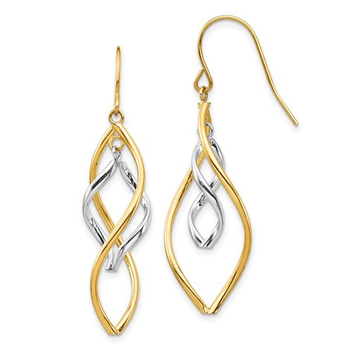 14k-two-tone-fancy-twisted-dangle-earrings-SolomonJeweler-Wichita-KS-CustomJewelry