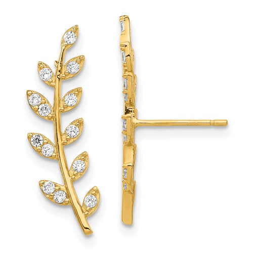 14k-cz-fern-ear-climber-earrings-SolomonJeweler-Wichita-KS-CustomJewelry