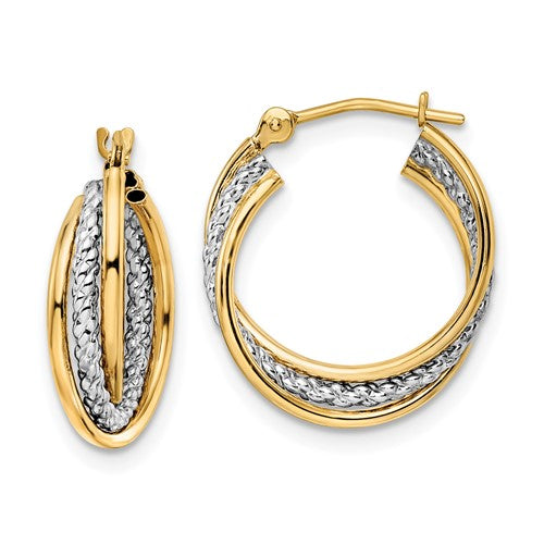14k-w-white-rhodium-polished-textured-hoops-SolomonJeweler-Wichita-KS-CustomJewelry