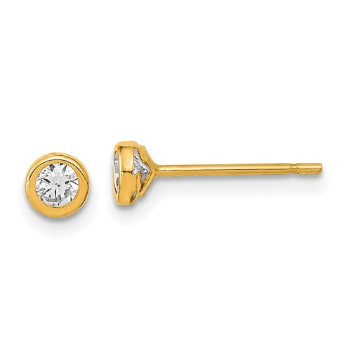14k-polished-circle-bezel-cz-post-earrings-SolomonJeweler-Wichita-KS-CustomJewelry