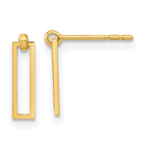 14k-polished-open-rectangle-dangle-post-earrings-SolomonJeweler-Wichita-KS-CustomJewelry