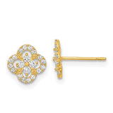14k-polished-flower-cz-post-earrings-SolomonJeweler-Wichita-KS-CustomJewelry