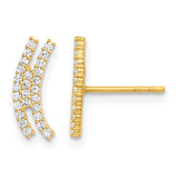14k-polished-curved-bar-cz-post-earrings-SolomonJeweler-Wichita-KS-CustomJewelry