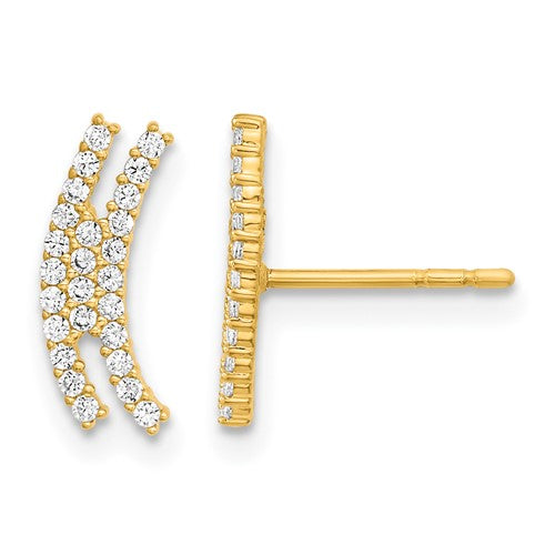 14k-polished-curved-bar-cz-post-earrings-SolomonJeweler-Wichita-KS-CustomJewelry