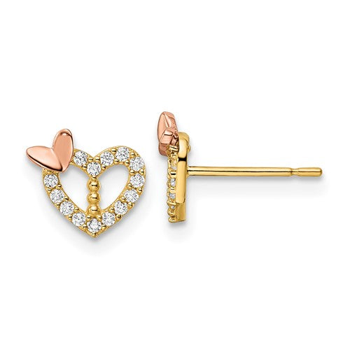 14k-two-tone-cz-heart-w-butterfly-post-earrings-SolomonJeweler-Wichita-KS-CustomJewelry