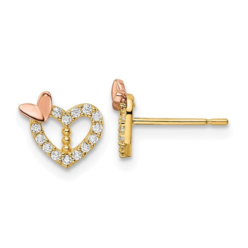14k-two-tone-cz-heart-w-butterfly-post-earrings-SolomonJeweler-Wichita-KS-CustomJewelry