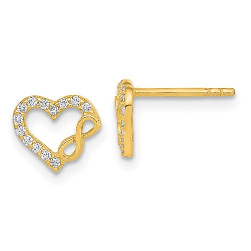14k-polished-cut-out-heart-and-infinity-sign-cz-post-earrings-SolomonJeweler-Wichita-KS-CustomJewelry