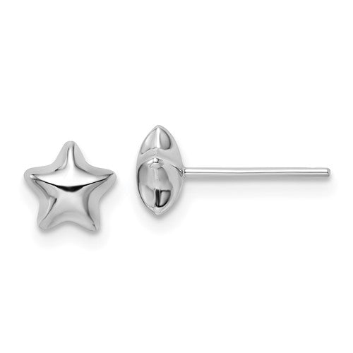 14k-white-polished-small-puffed-star-post-earrings-SolomonJeweler-Wichita-KS-CustomJewelry