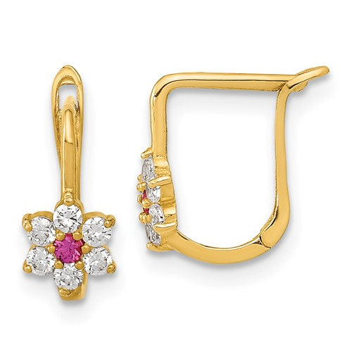 14k-polished-red-and-white-cz-flower-hoop-earrings-SolomonJeweler-Wichita-KS-CustomJewelry