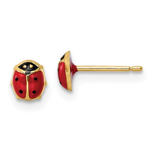 14k-polished-enameled-small-ladybug-post-earrings-SolomonJeweler-Wichita-KS-CustomJewelry