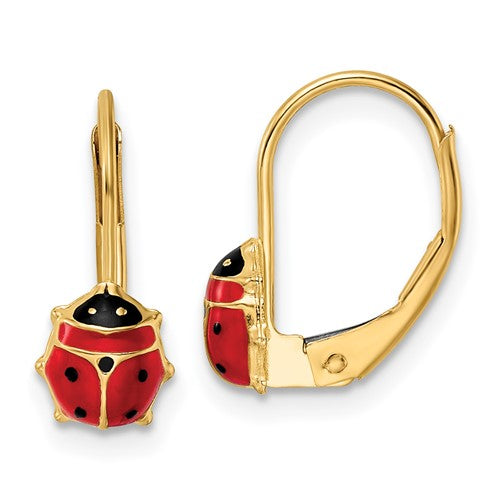14k-polished-enameled-ladybug-leverback-earrings-SolomonJeweler-Wichita-KS-CustomJewelry
