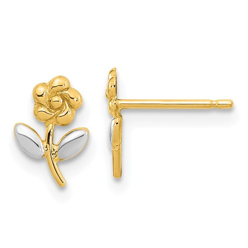 14k-and-rhodium-flower-post-earrings-SolomonJeweler-Wichita-KS-CustomJewelry