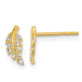 14k-polished-leaf-cz-post-earrings-SolomonJeweler-Wichita-KS-CustomJewelry