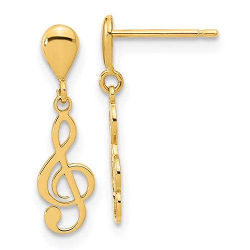 14k-polished-treble-clef-dangle-earrings-SolomonJeweler-Wichita-KS-CustomJewelry