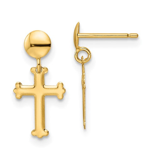 14k-polished-cross-post-dangle-earrings-SolomonJeweler-Wichita-KS-CustomJewelry