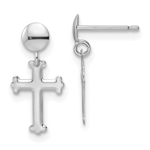 14k-white-gold-polished-cross-post-dangle-earrings-SolomonJeweler-Wichita-KS-CustomJewelry