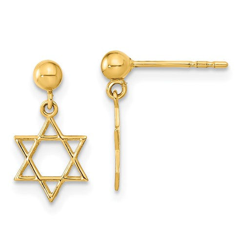 14k-polished-star-of-david-post-dangle-earrings-SolomonJeweler-Wichita-KS-CustomJewelry
