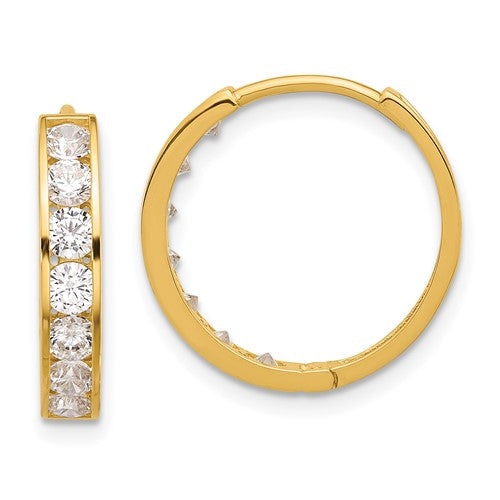 14k-polished-cz-4x18mm-huggie-hoop-earrings-SolomonJeweler-Wichita-KS-CustomJewelry