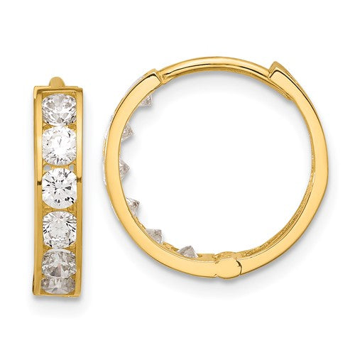 14k-polished-cz-4x16mm-huggie-hoop-earrings-SolomonJeweler-Wichita-KS-CustomJewelry