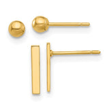 14k-polished-3mm-ball-and-bar-earring-set-SolomonJeweler-Wichita-KS-CustomJewelry