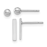 14k-white-gold-polished-3mm-ball-and-bar-earring-set-SolomonJeweler-Wichita-KS-CustomJewelry