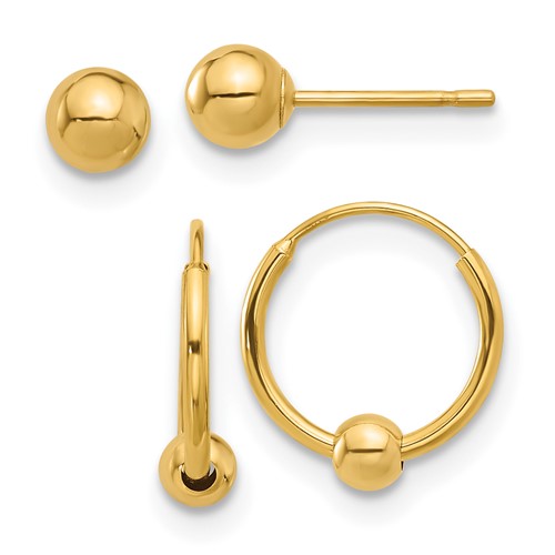 14k-polished-ball-and-hoop-earring-set-SolomonJeweler-Wichita-KS-CustomJewelry