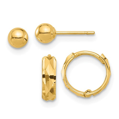 14k-polished-4mm-ball-and-diamond-cut-hoop-set-SolomonJeweler-Wichita-KS-CustomJewelry