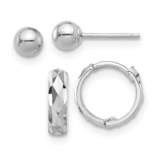14k-white-gold-polished-4mm-ball-and-d-c-hinged-hoop-earring-set-SolomonJeweler-Wichita-KS-CustomJewelry