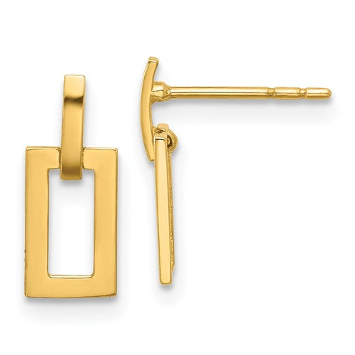 14k-polished-rectangle-post-dangle-earrings-SolomonJeweler-Wichita-KS-CustomJewelry