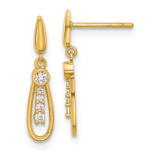14k-polished-teardrop-cz-post-dangle-earrings-SolomonJeweler-Wichita-KS-CustomJewelry