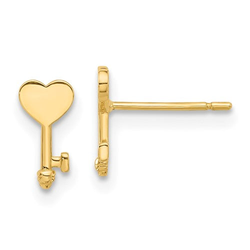 14k-polished-heart-key-post-earrings-SolomonJeweler-Wichita-KS-CustomJewelry