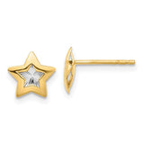 14k-with-rhodium-polished-and-textured-star-post-earrings-SolomonJeweler-Wichita-KS-CustomJewelry