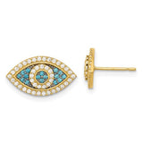 14k-black-rhodium-plated-polished-blue-white-cz-evil-eye-post-earrings-SolomonJeweler-Wichita-KS-CustomJewelry