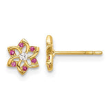 14k-polished-red-and-white-cz-flower-post-earrings-SolomonJeweler-Wichita-KS-CustomJewelry