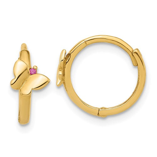 14k-polished-pink-cz-butterfly-hinged-hoop-earrings-SolomonJeweler-Wichita-KS-CustomJewelry