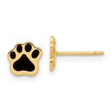 14k-polished-paw-with-black-enamel-post-earrings-SolomonJeweler-Wichita-KS-CustomJewelry
