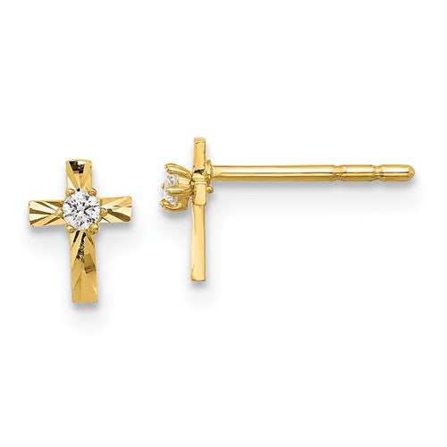 14k-polished-and-d-c-cz-cross-post-earrings-SolomonJeweler-Wichita-KS-CustomJewelry