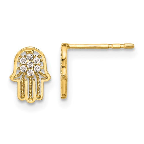14k-polished-cz-hamsa-post-earrings-SolomonJeweler-Wichita-KS-CustomJewelry