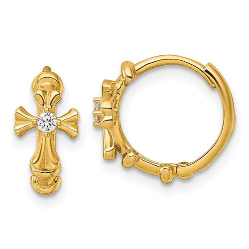 14k-polished-cz-cross-hinged-round-hoop-earrings-SolomonJeweler-Wichita-KS-CustomJewelry