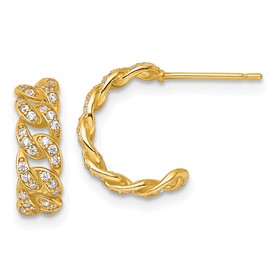 14k-polished-cz-curb-link-post-c-hoop-earrings-SolomonJeweler-Wichita-KS-CustomJewelry