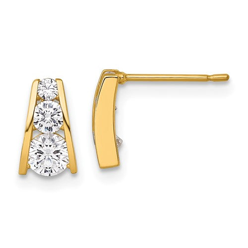 14k-polished-graduated-cz-post-earrings-SolomonJeweler-Wichita-KS-CustomJewelry